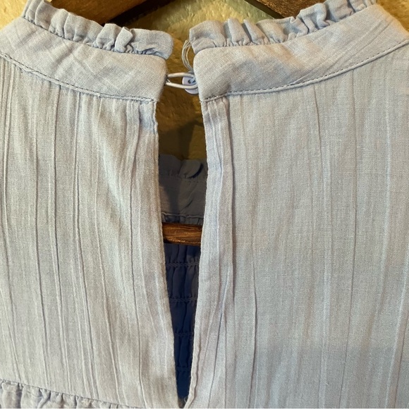 Crown & Ivy Light Blue 100% Cotton Smocked Eyelet Summer Dress, size Large - Picture 8 of 11